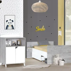 Lit combiné évolutif 60x120 en 90x190cm scandi gris