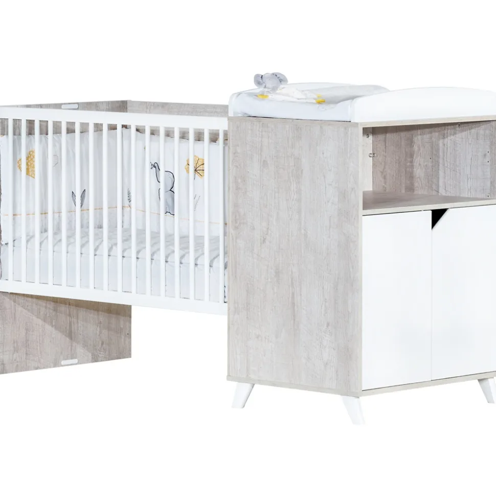 Lit combiné évolutif 60x120 en 90x190cm scandi gris
