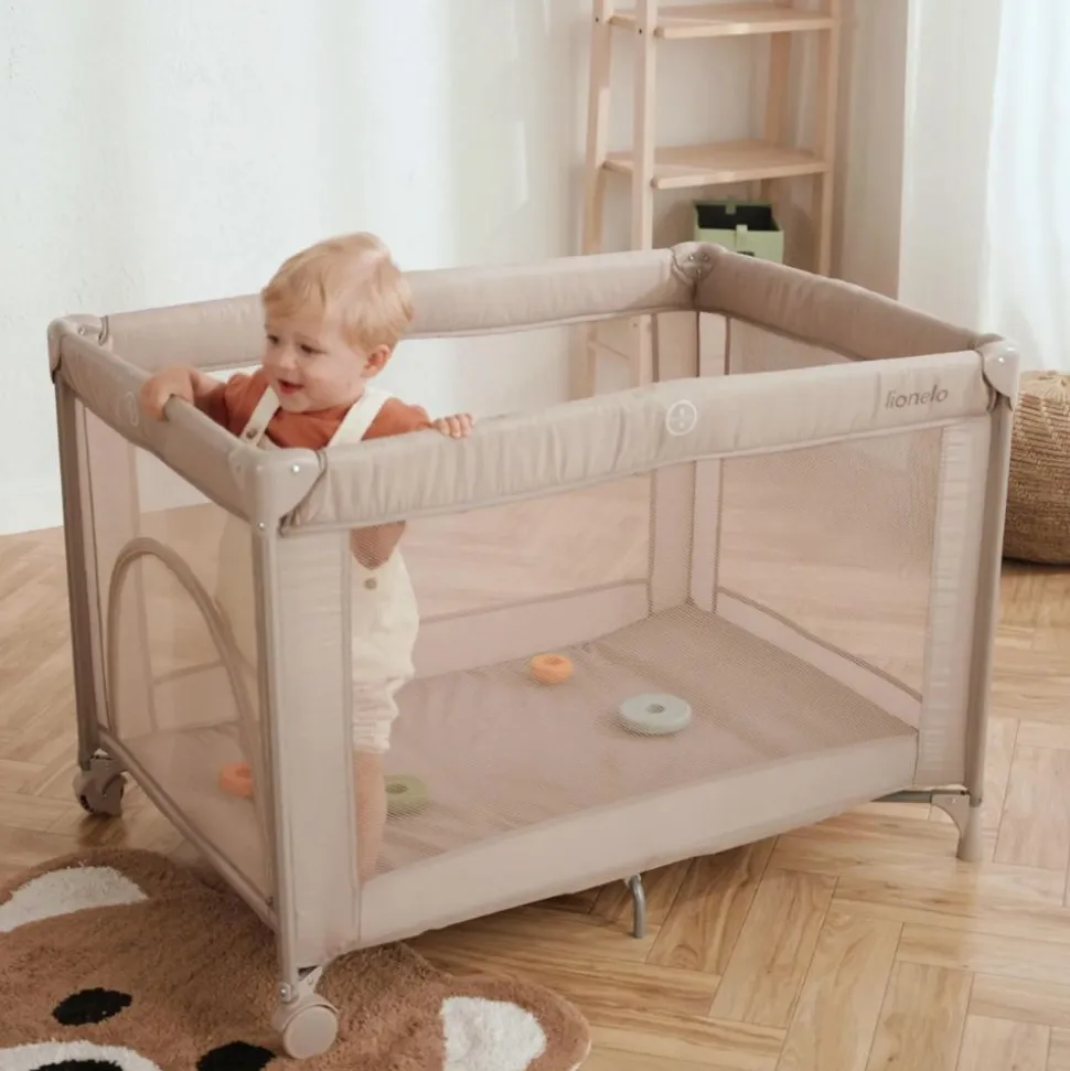 Lit parapluie bébé amelie compact avec matelas beige sand