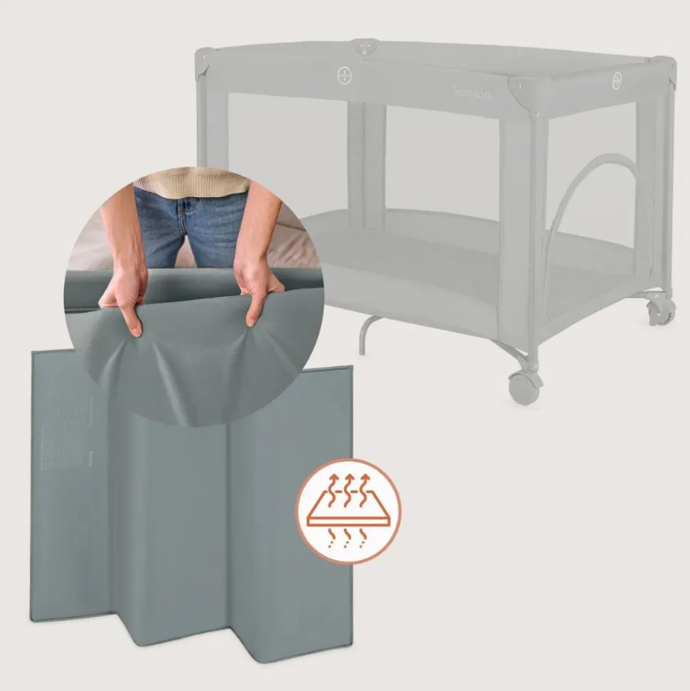 Lit parapluie bébé amelie compact avec matelas grey concrete