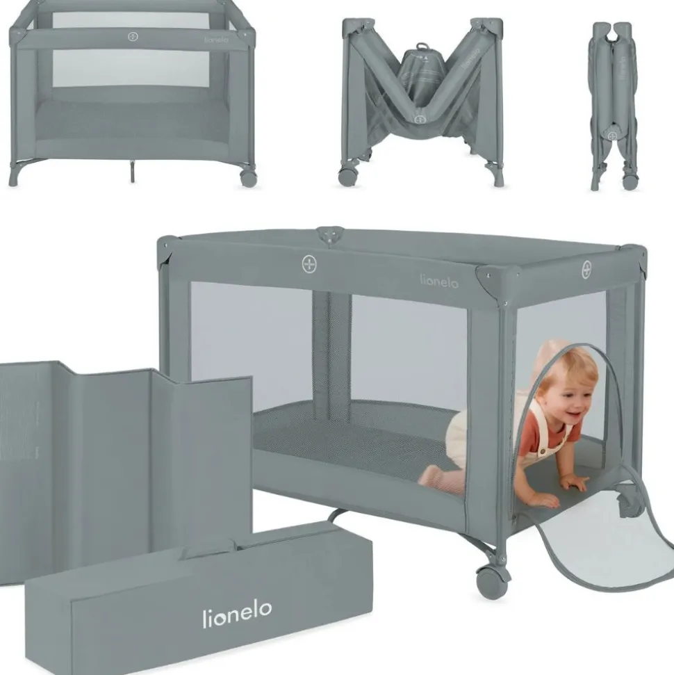 Lit parapluie bébé amelie compact avec matelas grey concrete