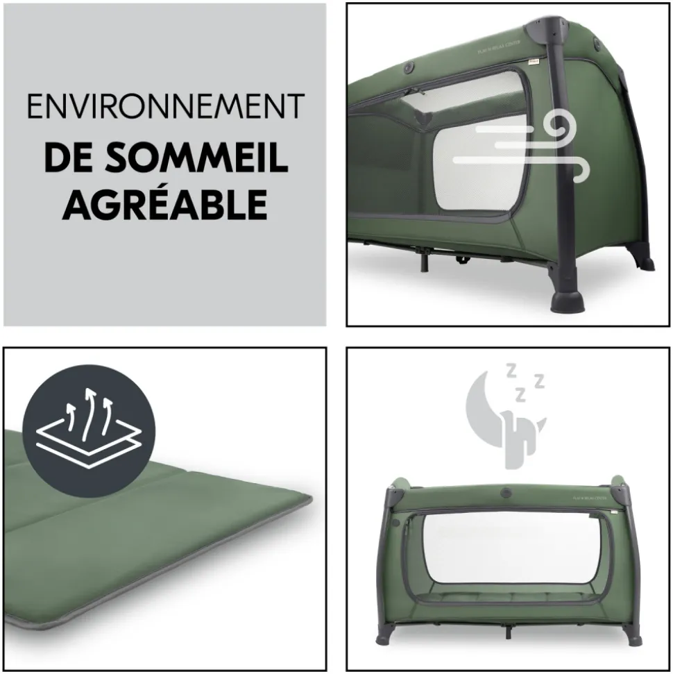 Lit parapluie 3 en 1 play n relax center dark-green