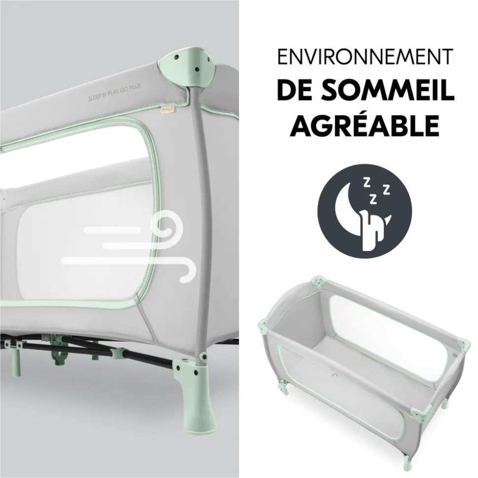 Lit parapluie 3 en 1 sleep n play go plus dusty-mint