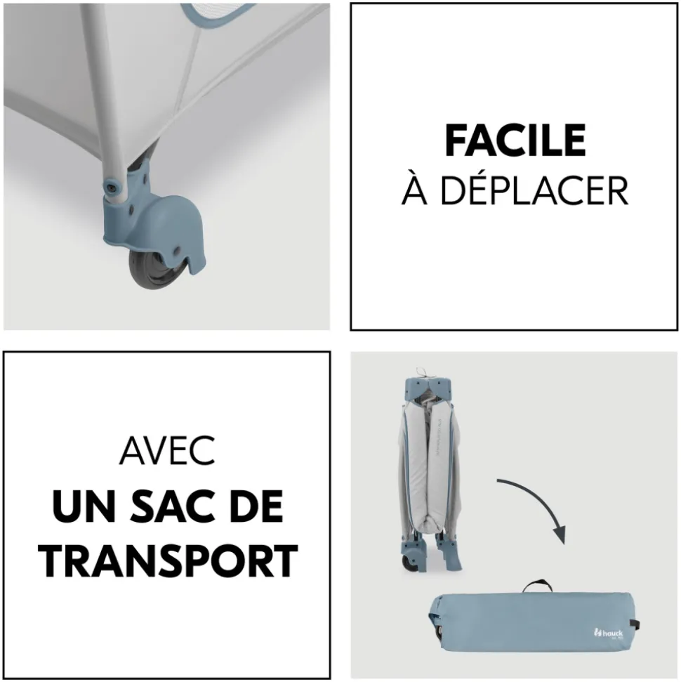 Lit parapluie 3 en 1 sleep n play plus dusty-blue