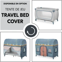 Lit parapluie 3 en 1 sleep n play plus dusty-blue