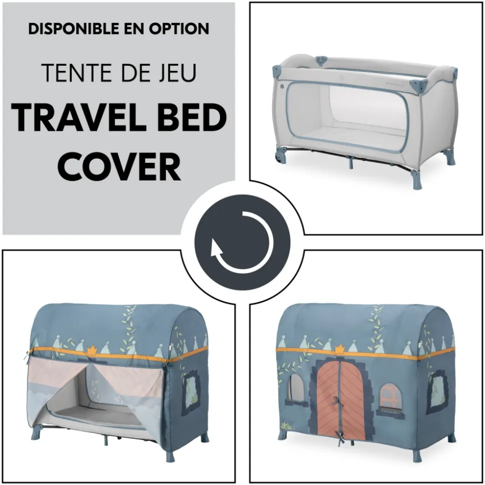 Lit parapluie 3 en 1 sleep n play plus dusty-blue