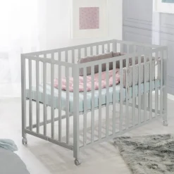 Lit pliant enfant fold up 60x120 cm bois taupe