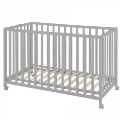 Lit pliant enfant fold up 60x120 cm bois taupe