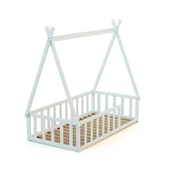 Lit tipi webaby au sol 70 x 140 en bois blanc