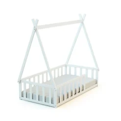 Lit tipi webaby au sol 70 x 140 en bois blanc