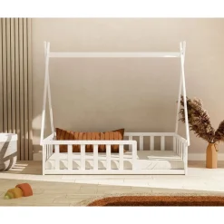Lit tipi webaby au sol 70 x 140 en bois blanc