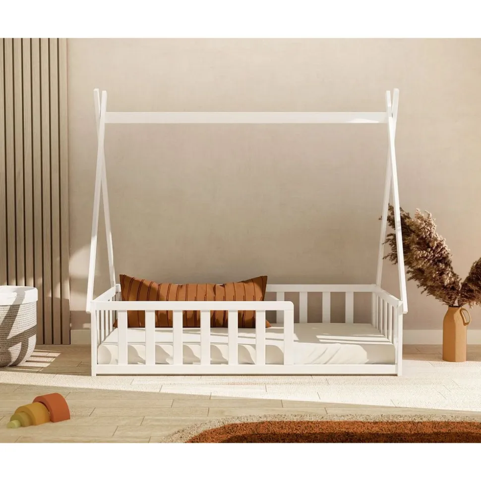 Lit tipi webaby au sol 70 x 140 en bois blanc