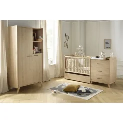 Lit évolutif bébé combiné 60x120 cm en 90x190 cm arty reversible