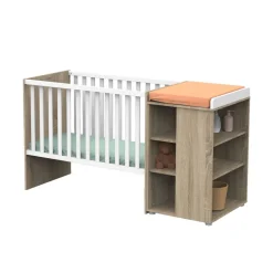Lit évolutif bébé combiné 60x120 cm en 90x190 cm + tiroir de lit nova blanc lin