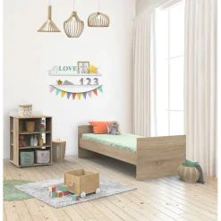 Lit évolutif bébé combiné 60x120 cm en 90x190 cm + tiroir de lit nova blanc lin