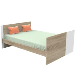 Lit évolutif bébé combiné 70x140 cm en 140x200 cm nova blanc lin