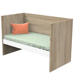 Lit évolutif bébé combiné 70x140 cm en 140x200 cm nova blanc lin