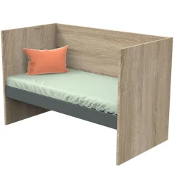 Lit évolutif bébé combiné 70x140 cm en 140x200 cm nova gris volcan