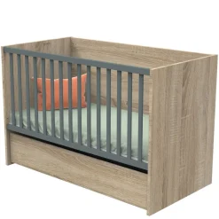 Lit évolutif bébé combiné 70x140 cm en 140x200 cm nova gris volcan