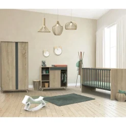 Lit évolutif bébé combiné 70x140 cm en 140x200 cm nova gris volcan