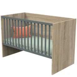 Lit évolutif bébé combiné 70x140 cm en 140x200 cm nova gris volcan