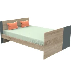 Lit évolutif bébé combiné 70x140 cm en 140x200 cm nova gris volcan