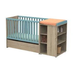 Lit évolutif bébé combiné 60x120 cm en 90x190 cm + tiroir de lit nova argile douce