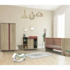 Lit évolutif bébé combiné 70x140 cm en 140x200 cm nova rose canyon