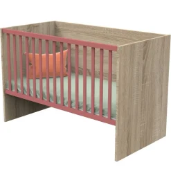 Lit évolutif bébé combiné 70x140 cm en 140x200 cm nova rose canyon