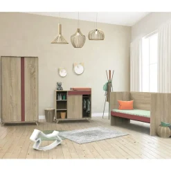 Lit évolutif bébé combiné 70x140 cm en 140x200 cm nova rose canyon