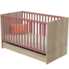 Lit évolutif bébé 70x140 cm + tiroir de lit nova rose canyon