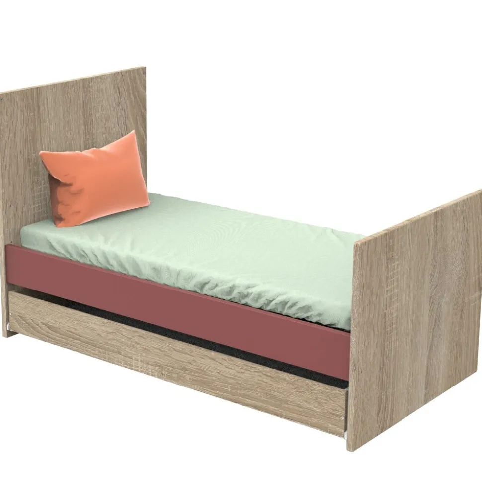 Lit évolutif bébé 70x140 cm + tiroir de lit nova rose canyon