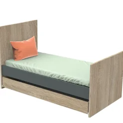 Lit évolutif bébé 70x140 cm + tiroir de lit nova gris volcan