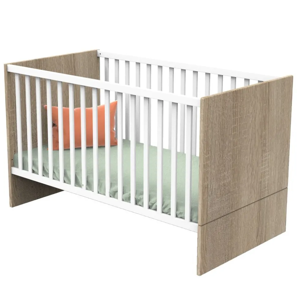 Lit évolutif bébé 70x140 cm + tiroir de lit nova blanc lin