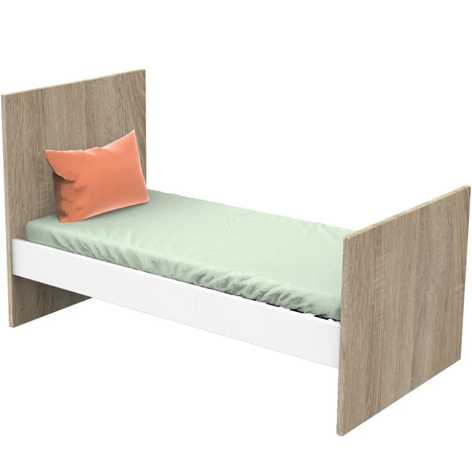 Lit évolutif bébé 70x140 cm + tiroir de lit nova blanc lin