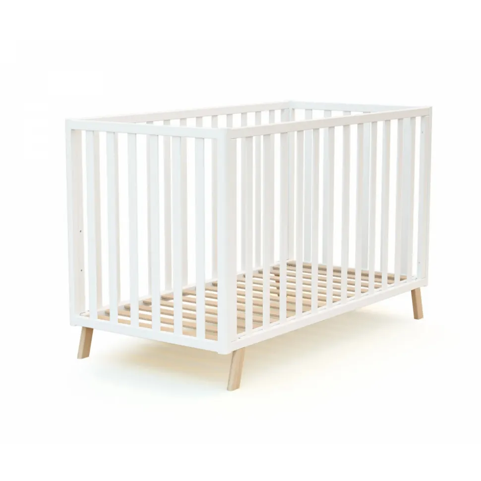 Lit évolutif confort blanc et hêtre 60x120cm