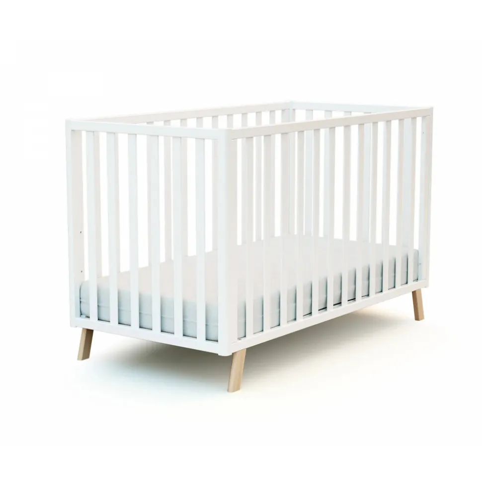 Lit évolutif confort blanc et hêtre 60x120cm