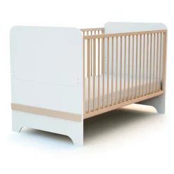 Lit évolutif 70x140 cm carrousel blanc et hêtre verni