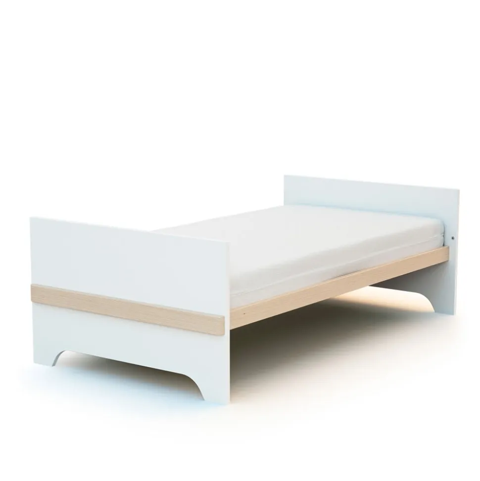 Lit évolutif 70x140 cm carrousel blanc et hêtre verni