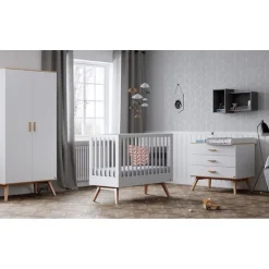 Lit 60x120 blanc et bois nautis
