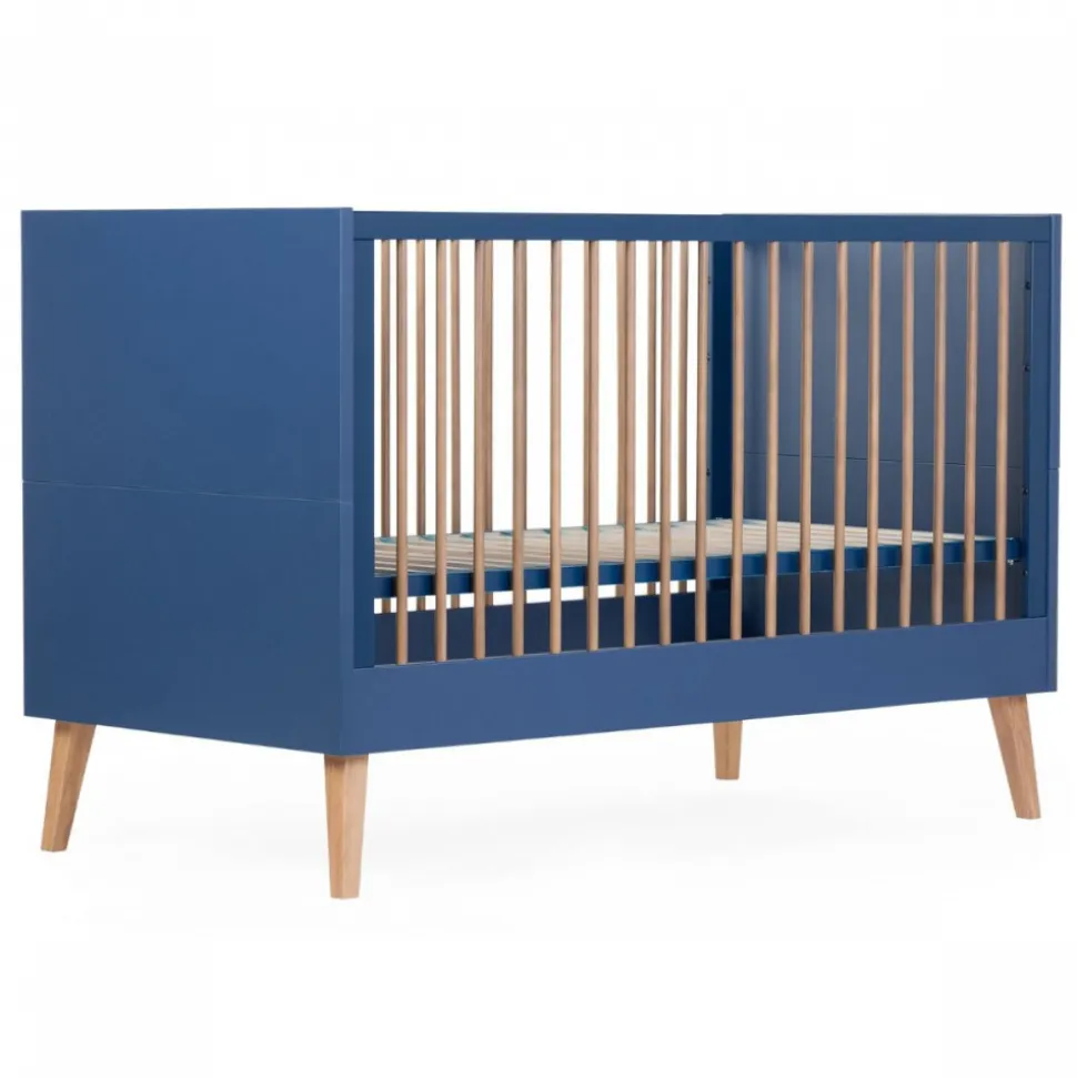 Lit 70x140cm évolutif bold blue bleu pied naturel