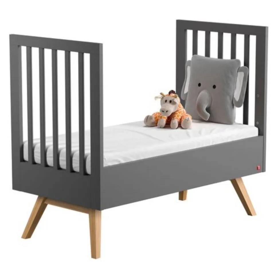 Lit 70x140 graphite et bois nature