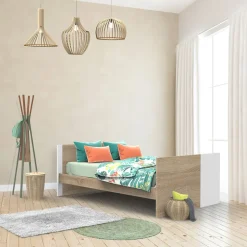 Lit 70x140 évolutif en 90x190 puis 140x190 nova blanc lin