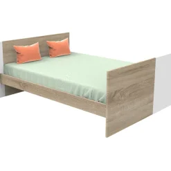 Lit 70x140 évolutif en 90x190 puis 140x190 nova blanc lin