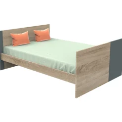Lit 70x140 évolutif en 90x190 puis 140x190 nova gris volcan