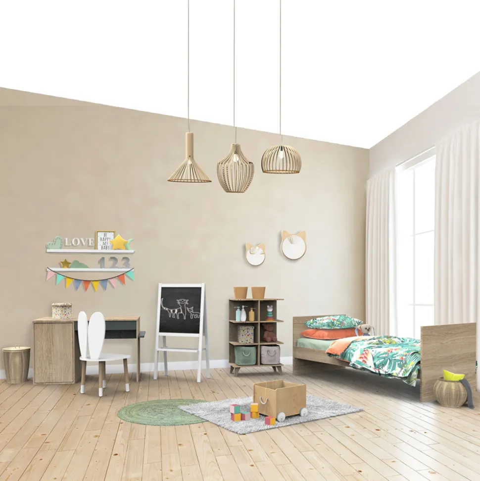 Lit 70x140 évolutif en 90x190 puis 140x190 nova gris volcan