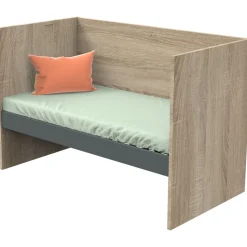 Lit 70x140 évolutif en 90x190 puis 140x190 nova gris volcan