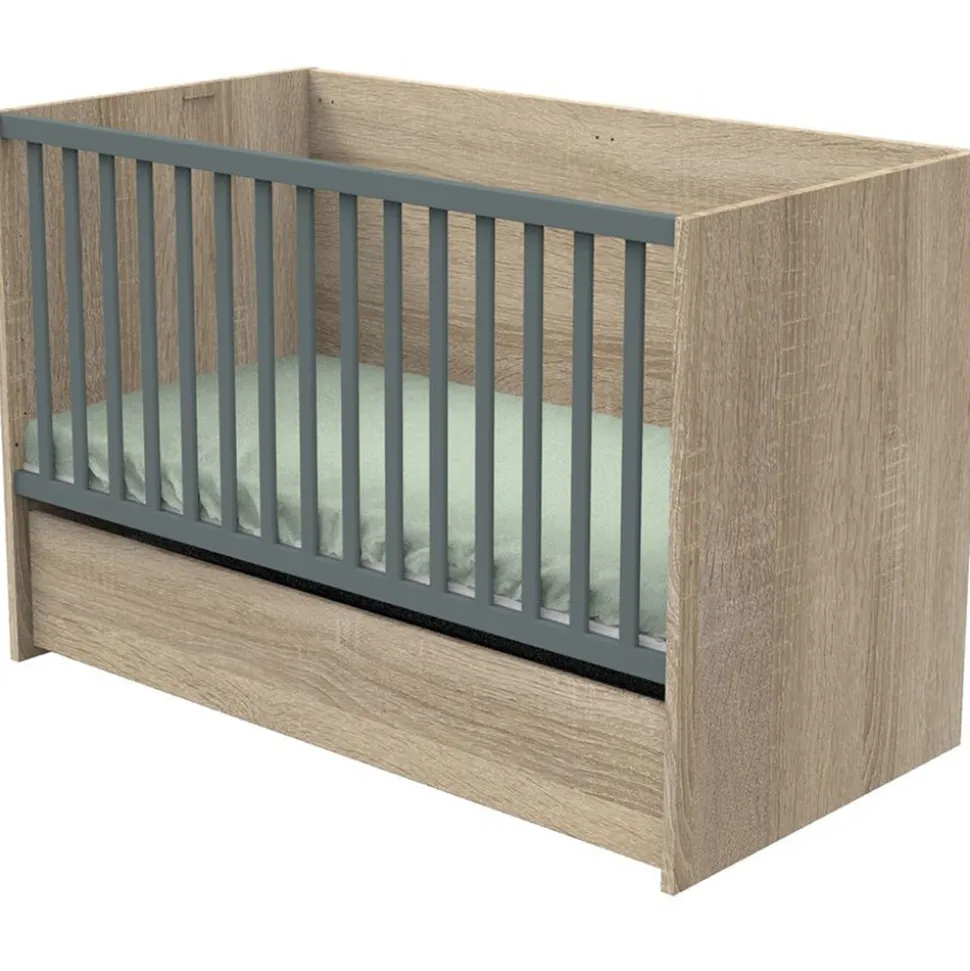 Lit 70x140 évolutif en 90x190 puis 140x190 nova gris volcan