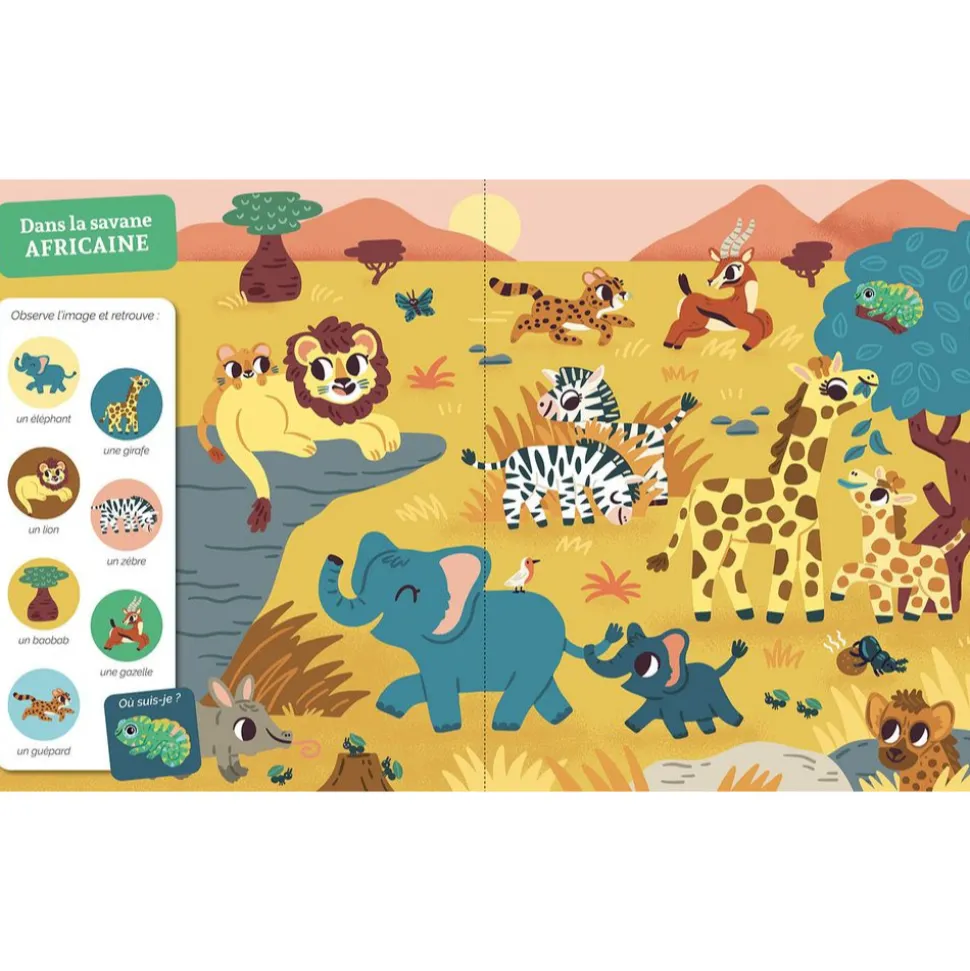 Livre collection cherche et trouve - la jungle et la savane