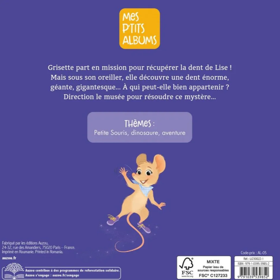 Livre enfant collection grisette - la dent du dinosaure